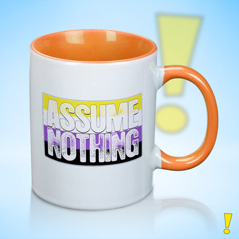 Assume Nothing Nonbinary Pride Flag Color Accent Mug